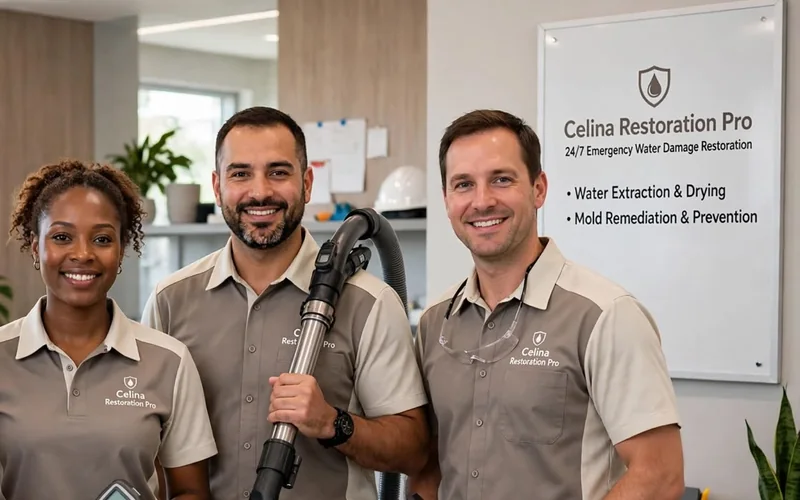 Celina Restoration Pro technicians with water damage equipment